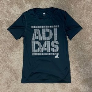 Boy’s Adidas Dri-Fit Gray Blue Sporty Logo Polyester T-Shirt - Size Youth Large
